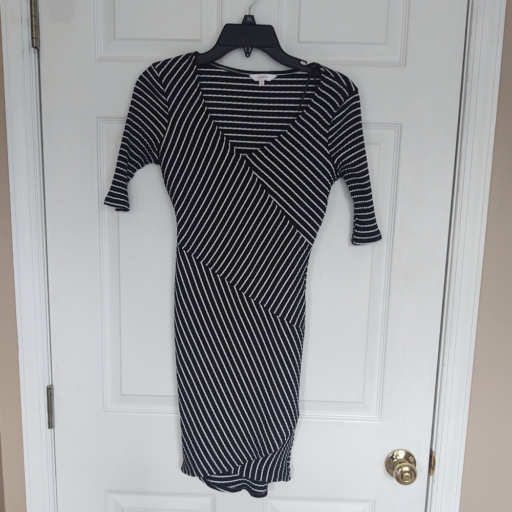 Stripped Wrap Bodycon Dress